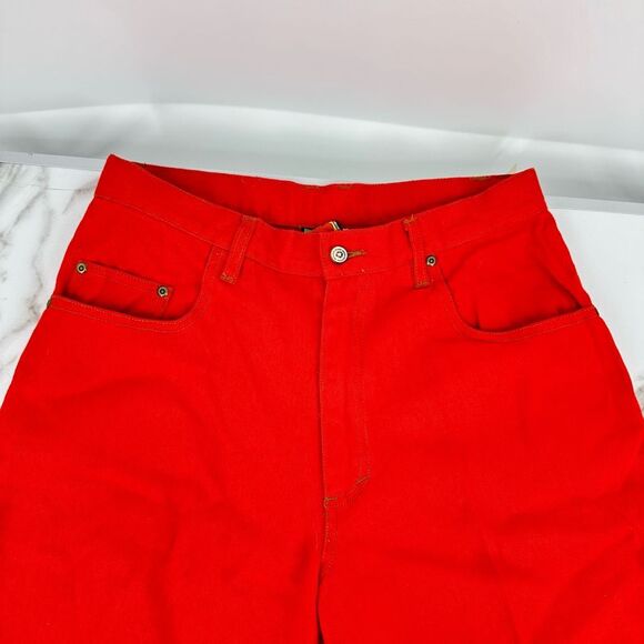 Vintage Disney Mickey Mouse Jean Bermuda Shorts Waist 32” Red Embroidered - Picture 10 of 11